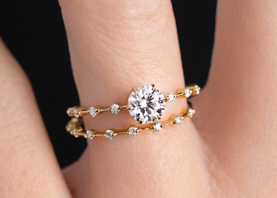 1.0ct Moissanite डायमंड रिंग्स, राउंड कट एंगेजमेंट रिंग्स 6.5MM ODM