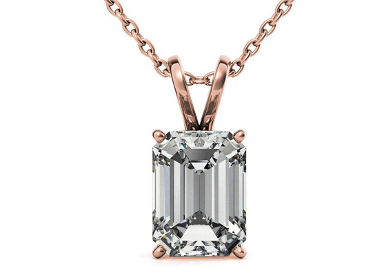 1.05ct एमराल्ड कट 14k सोने का हार दीया 7×5mm बेजल सेटिंग प्रकार