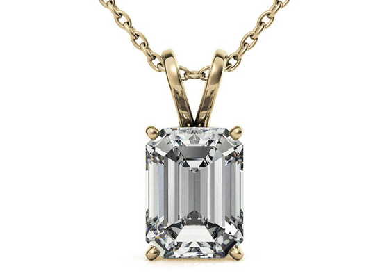 1.05ct एमराल्ड कट 14k सोने का हार दीया 7×5mm बेजल सेटिंग प्रकार