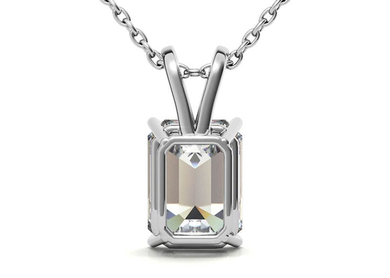 1.05ct एमराल्ड कट 14k सोने का हार दीया 7×5mm बेजल सेटिंग प्रकार