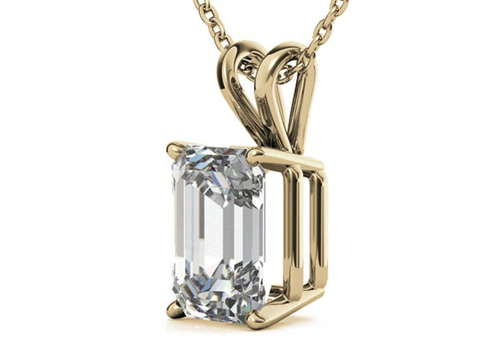 1.05ct एमराल्ड कट 14k सोने का हार दीया 7×5mm बेजल सेटिंग प्रकार