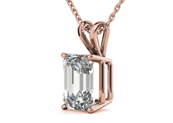 1.05ct एमराल्ड कट 14k सोने का हार दीया 7×5mm बेजल सेटिंग प्रकार