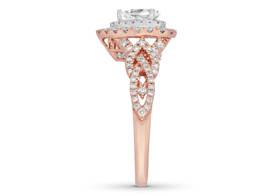7ct 8ct 18K रोज़ गोल्ड रिंग, एंगेजमेंट एंड वेडिंग रिंग सेट 7.0mm नाशपाती कट
