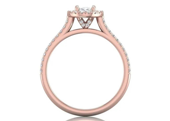 ओवल शेप्ड 18K रोज गोल्ड रिंग, 0.50Ct डायमंड एंगेजमेंट रिंग 6.37x4.46x2.79mm