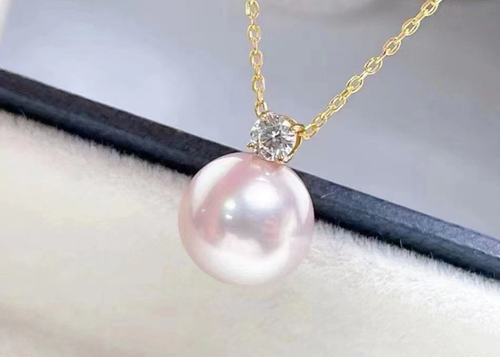 2ct सिंगल फ्रेशवाटर पर्ल नेकलेस, 0.03ct डायमंड एक्सेंट नेकलेस