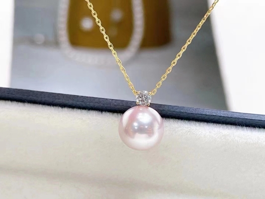 2ct सिंगल फ्रेशवाटर पर्ल नेकलेस, 0.03ct डायमंड एक्सेंट नेकलेस