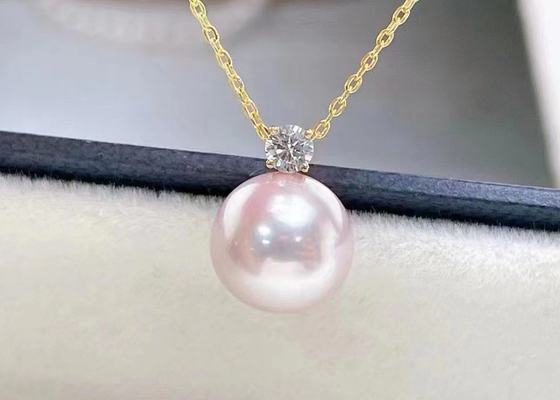 2ct सिंगल फ्रेशवाटर पर्ल नेकलेस, 0.03ct डायमंड एक्सेंट नेकलेस