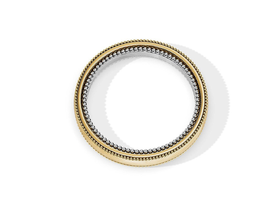 ODM 2 टोन गोल्ड एंगेजमेंट रिंग्स, 4MM 5MM 6MM गोल्ड वेडिंग बैंड रिंग OEM