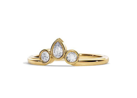 सगाई की अंगूठी के साथ 0.4CT V आकार का वेडिंग बैंड, 2MM स्टैकेबल डायमंड रिंग्स OEM