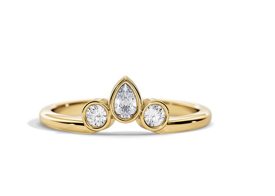 सगाई की अंगूठी के साथ 0.4CT V आकार का वेडिंग बैंड, 2MM स्टैकेबल डायमंड रिंग्स OEM