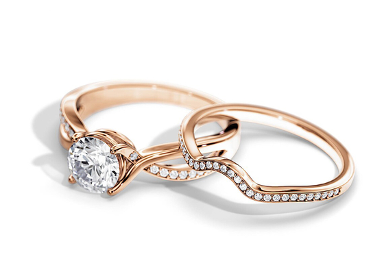 1.25ct रोज गोल्ड Moissanite सगाई के छल्ले VS1 SI1 SI2 औसत रंग