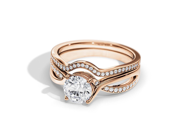 1.25ct रोज गोल्ड Moissanite सगाई के छल्ले VS1 SI1 SI2 औसत रंग