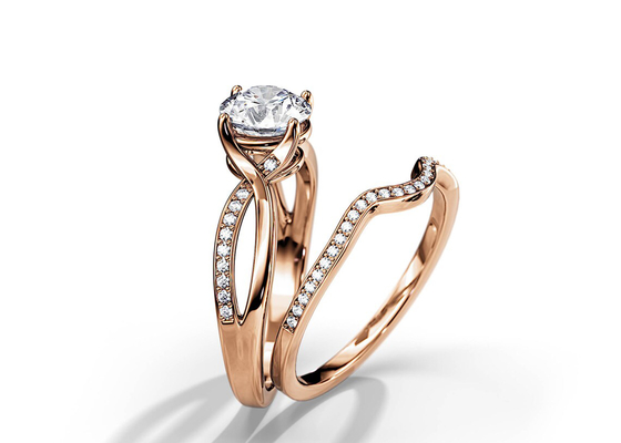 1.25ct रोज गोल्ड Moissanite सगाई के छल्ले VS1 SI1 SI2 औसत रंग