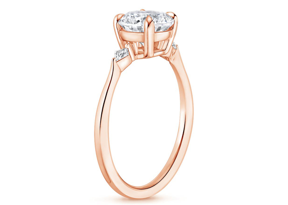 10K रोज गोल्ड ओवल मोइसानाइट एंगेजमेंट रिंग्स दीया OV7×9mm 2.1ct