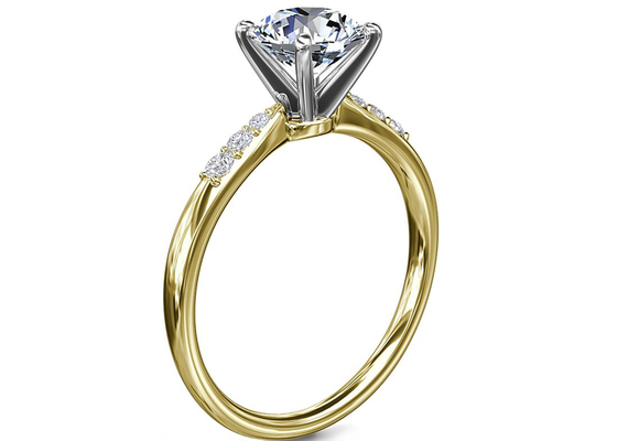गोल आकार 9K सिल्वर रिंग 6MM 1.0ct व्हाइट मोइसानाइट स्टोन के साथ