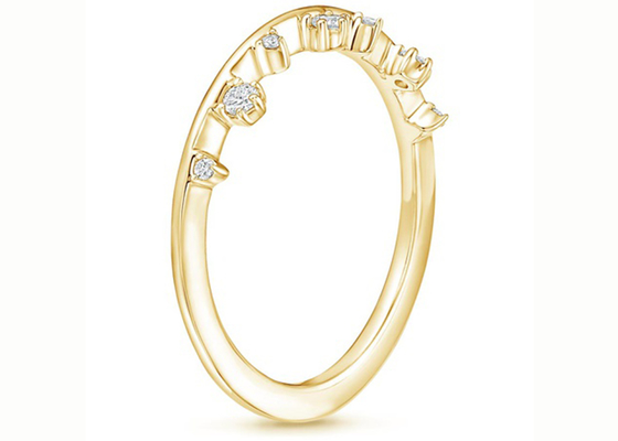 0.15ct VS1 2mm प्राकृतिक हीरे के साथ 14K पीले सोने के आभूषण की अंगूठी का आकार बदलना