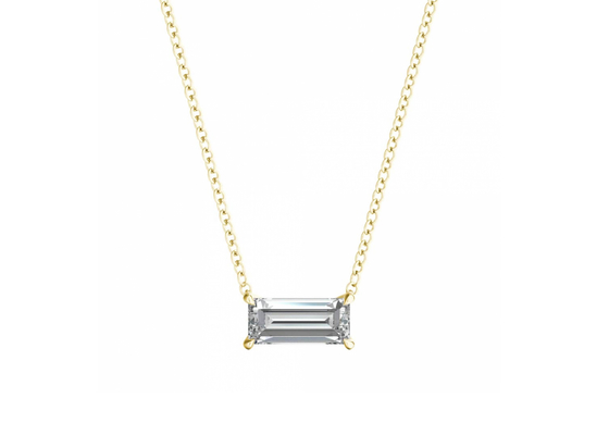 Baguette 0.5ct 5×7mm सॉलिटेयर डायमंड के साथ 14K सोने के हार को काटें