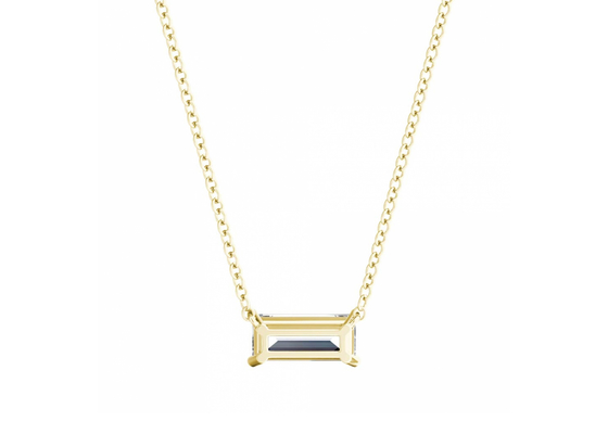 Baguette 0.5ct 5×7mm सॉलिटेयर डायमंड के साथ 14K सोने के हार को काटें