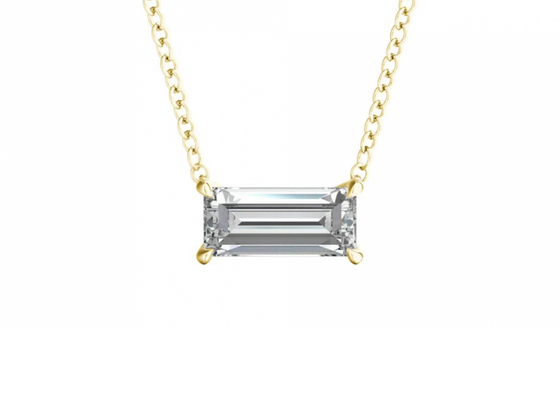 Baguette 0.5ct 5×7mm सॉलिटेयर डायमंड के साथ 14K सोने के हार को काटें