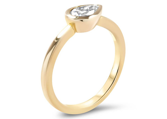 0.77ct पीले सोने की शादी की अंगूठी, लेडी के लिए ओडीएम बेजल सेट सगाई की अंगूठी