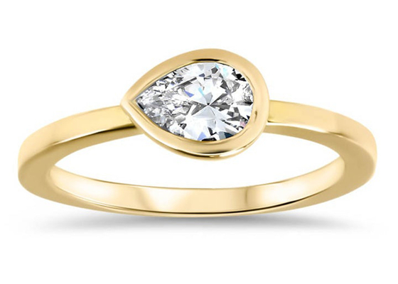 0.77ct पीले सोने की शादी की अंगूठी, लेडी के लिए ओडीएम बेजल सेट सगाई की अंगूठी