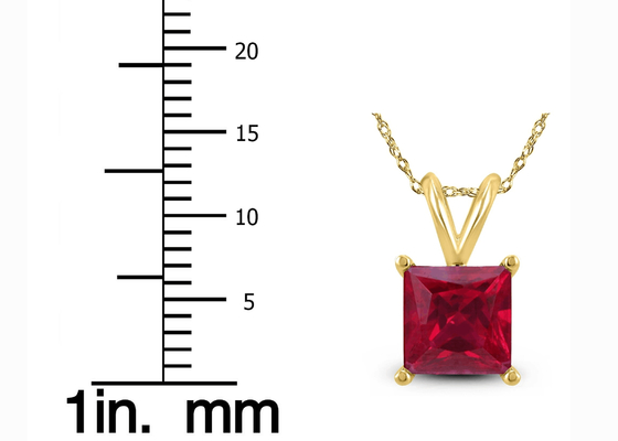 सगाई के लिए रूबी पेंडेंट 2ct के साथ 7×7MM 14K सोने का हार