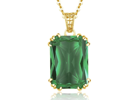विंटेज 14K सोने का हार 2.67ct 8×10mm प्राकृतिक पन्ना लटकन के साथ