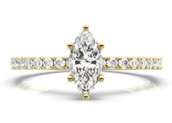 सगाई के लिए D VS1 18K रोज़ गोल्ड रिंग 2CT वेट मार्केज़ कट