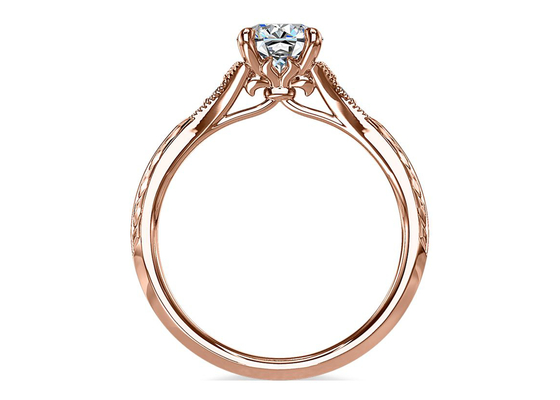 शादी के लिए 14K रूज गोल्ड लैब ग्रोन मोइसानाइट रिंग दीया RD6mm 0.8ct