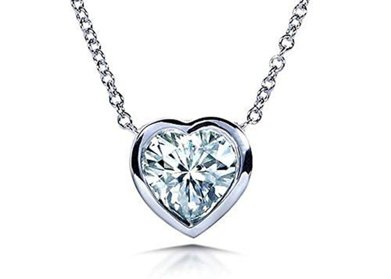 6x6mm Moissanite के साथ 16 इंच 14K गोल्ड नेकलेस हार्ट बेजल स्टाइल