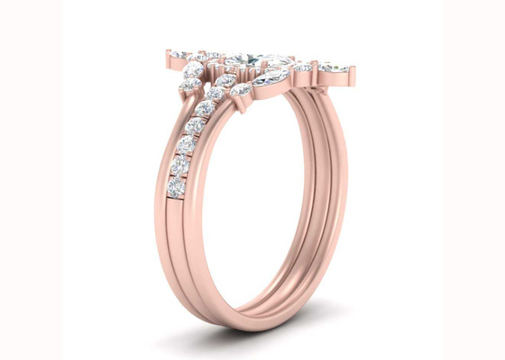 दुल्हन के लिए SI1 0.62CT रोज़ गोल्ड डबल हेलो एंगेजमेंट रिंग्स