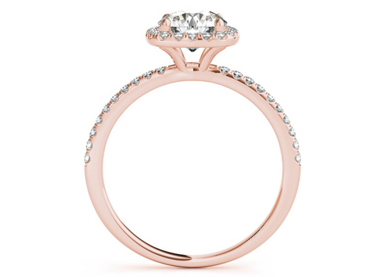 प्रोंग स्क्वायर डायमंड रोज़ गोल्ड रिंग, 0.35CT हिडन हेलो एंगेजमेंट रिंग ODM